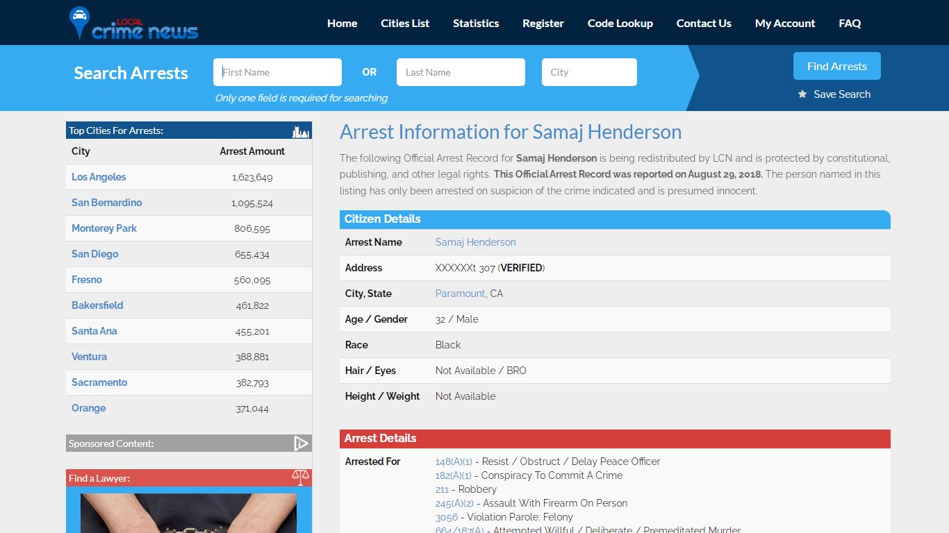 Samaj Henderson Arrest Record Details | Local Crime News ...